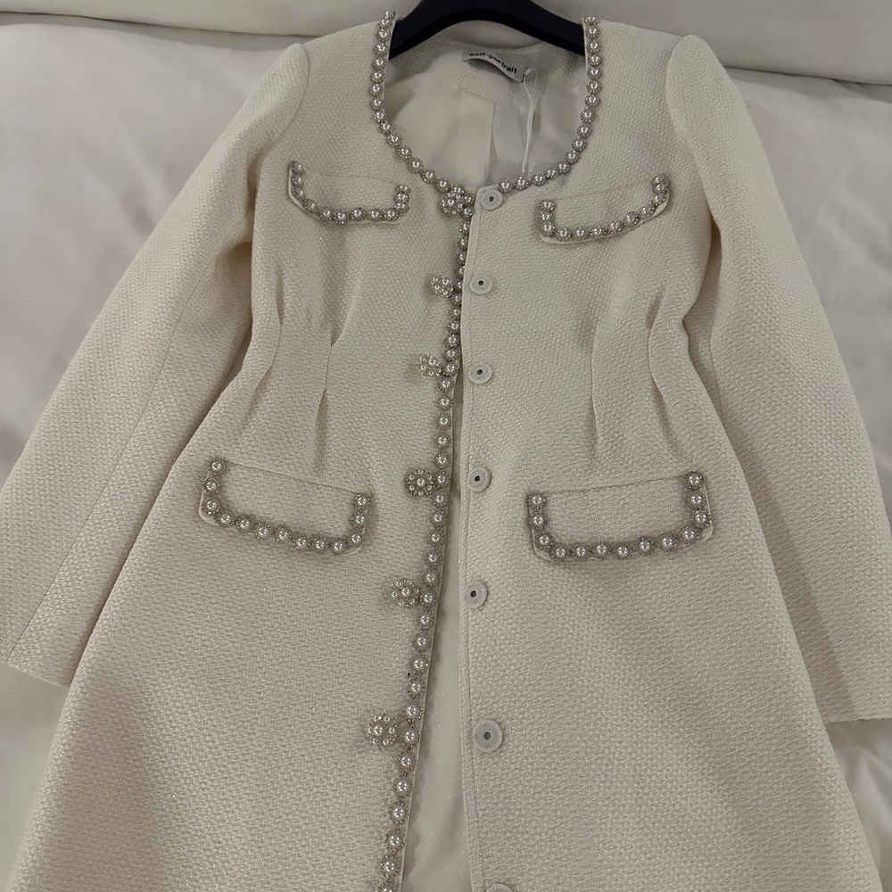 Self Portrait White Pearl-Embellished dress